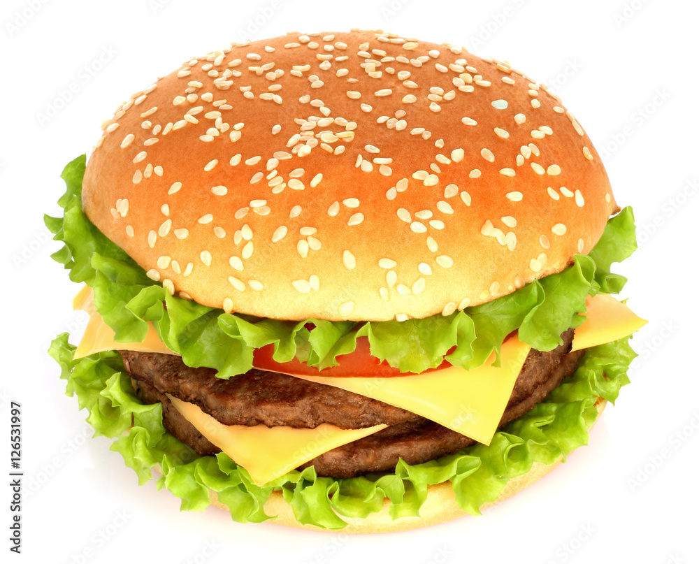 Big hamburger on white background Big hamburger on white background