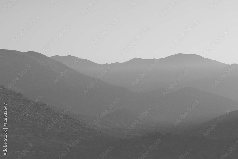 Misty desert mountains