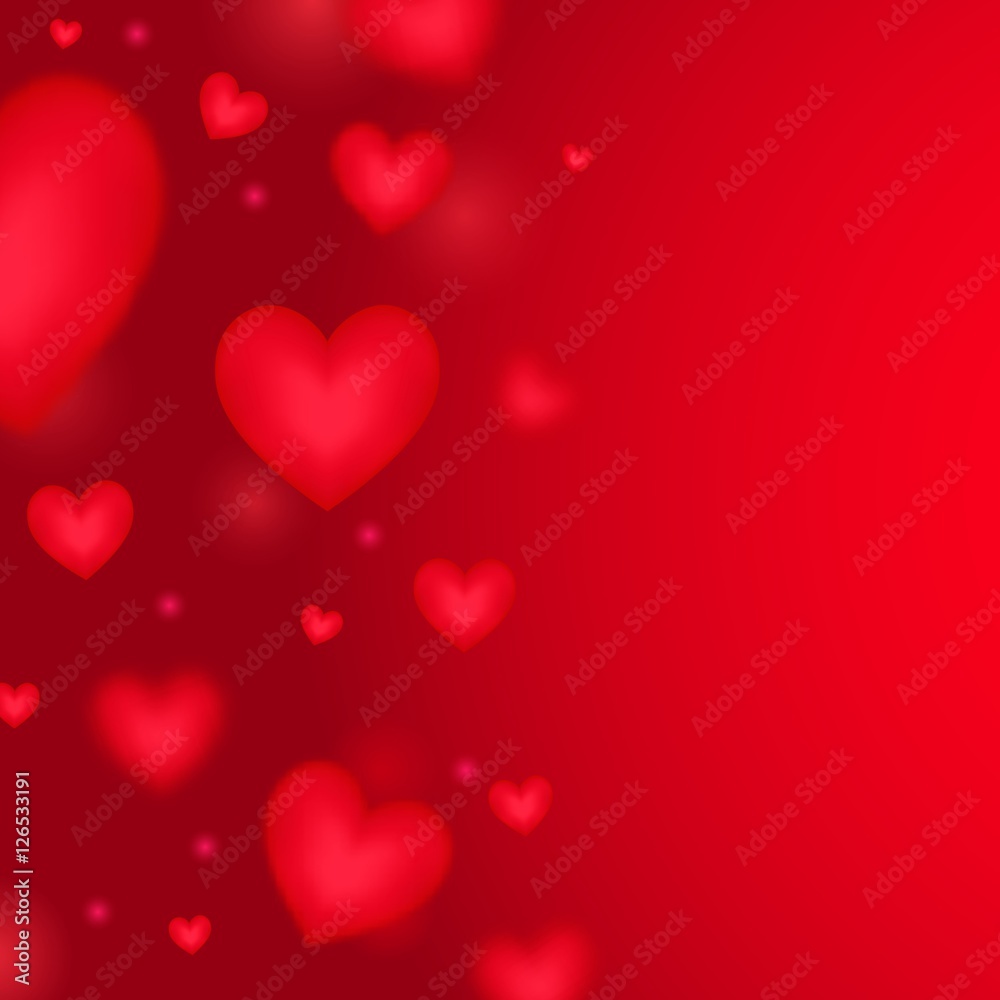 Abstract blurred vertical background with falling hearts.