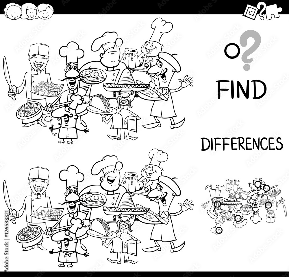 differences with cooks coloring page