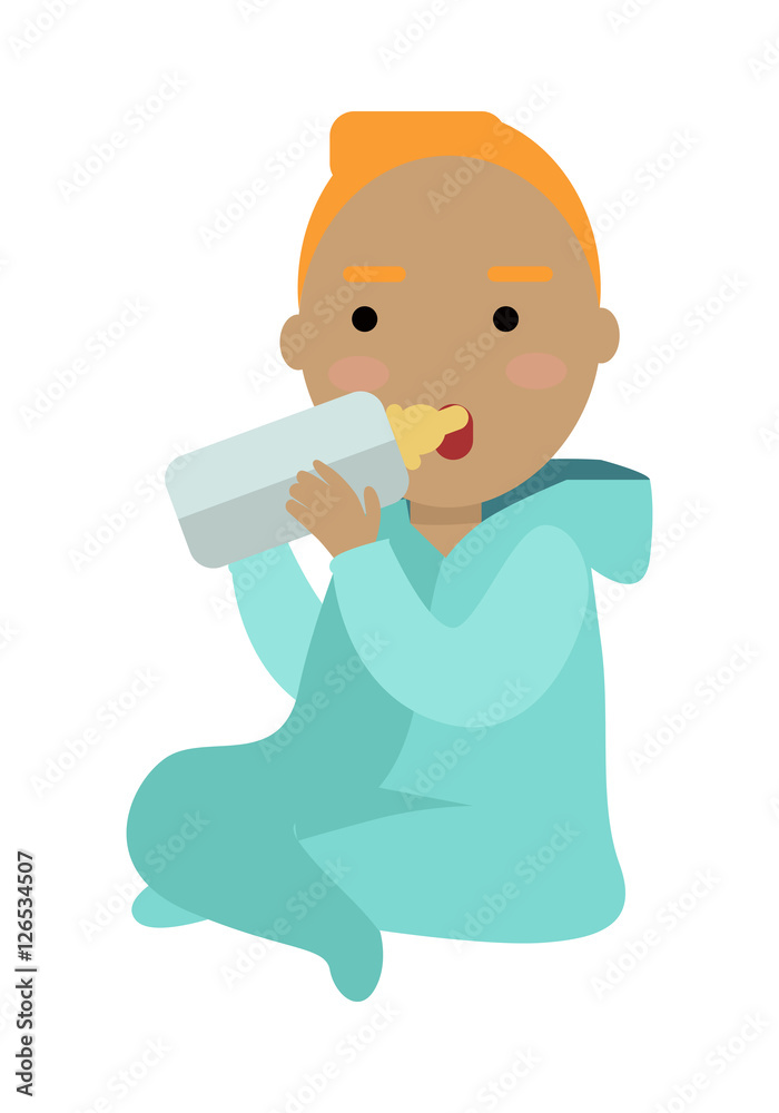 Adorable Child Drinking From Bottle Isolated Adorable Child Drinking From Bottle Isolated