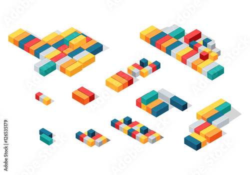Stack of Cargo or Intermodal Containers. Vector