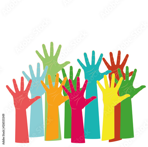 warm colorful up hands, vector illustration