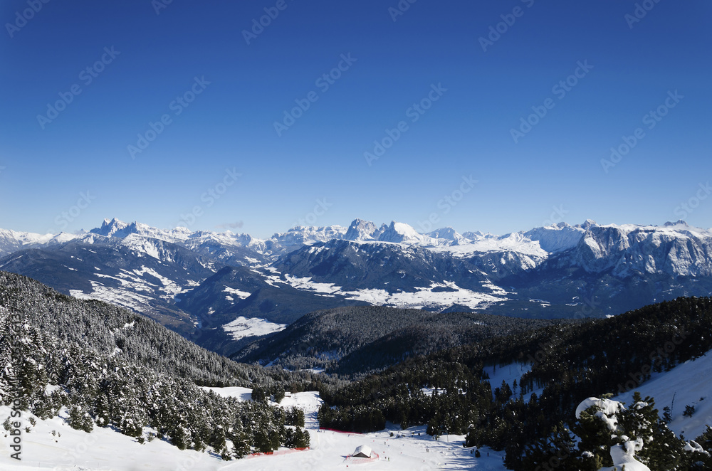 Mountain panorama and ski lift in South Tyrol