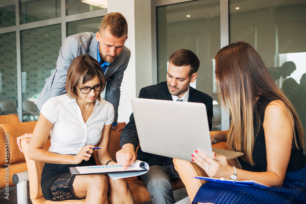 Businesspeople Having Meeting In Modern Office Businesspeople Having Meeting In Modern Office