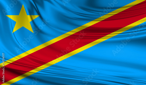 National waving flag of Congo on a silk drape
