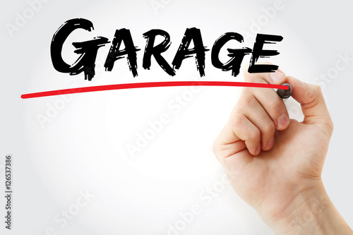 Hand writing Garage with marker, concept background