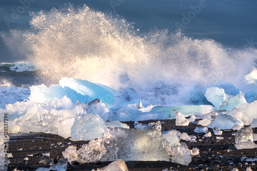 Ices On the beach at Jokulsarlon - southeast Iceland photo