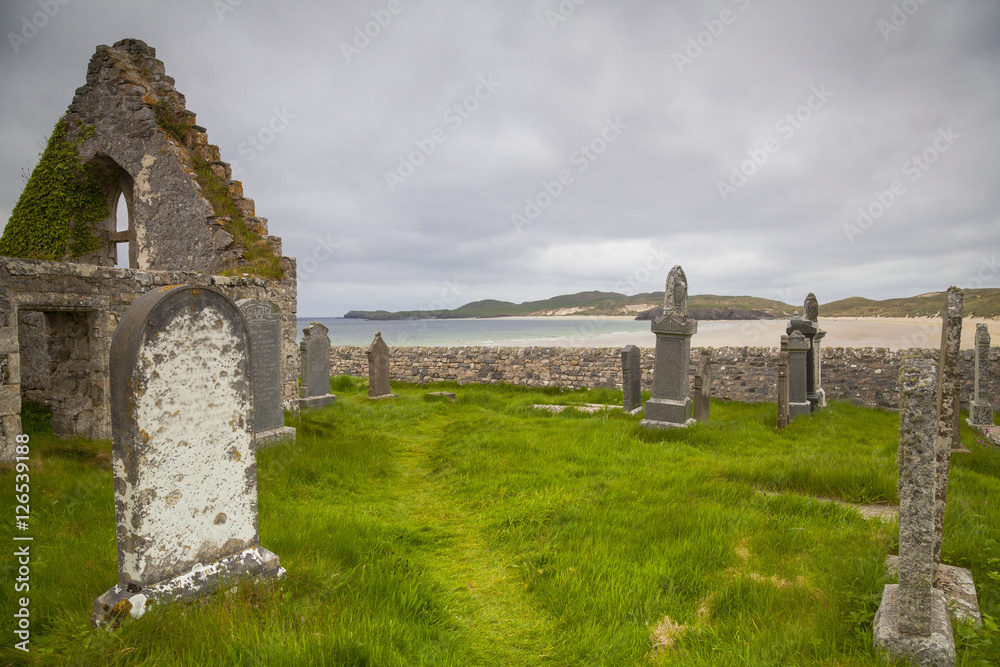 Alter Friedhof an der Küste von Durness, Lairg, Schottland