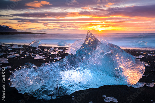 Ices on the beach at jokulsarlon - southeast Iceland