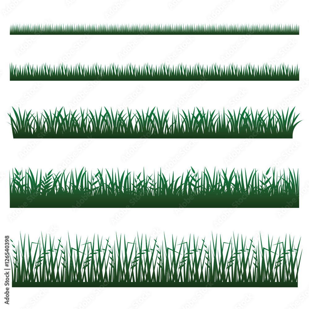 Fototapeta Grass icon set, vector. Green grass border collection.