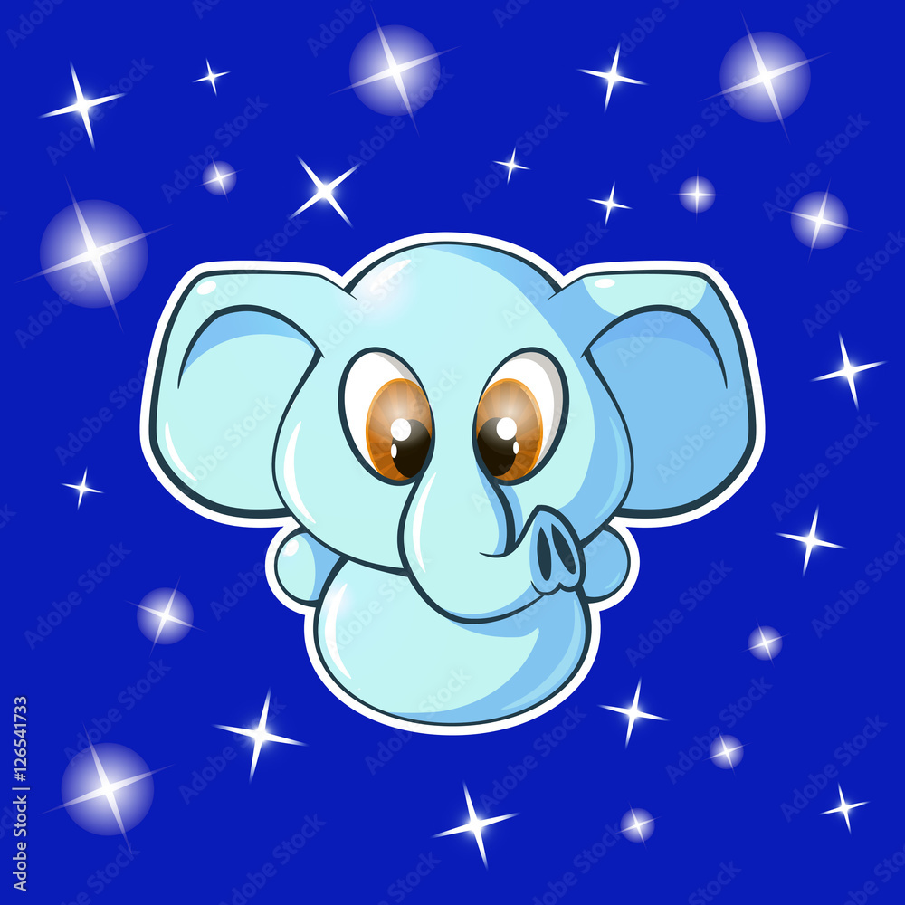 Fototapeta premium snow elephant. christmas, new year. stars on a blue background. EPC 10. vector
