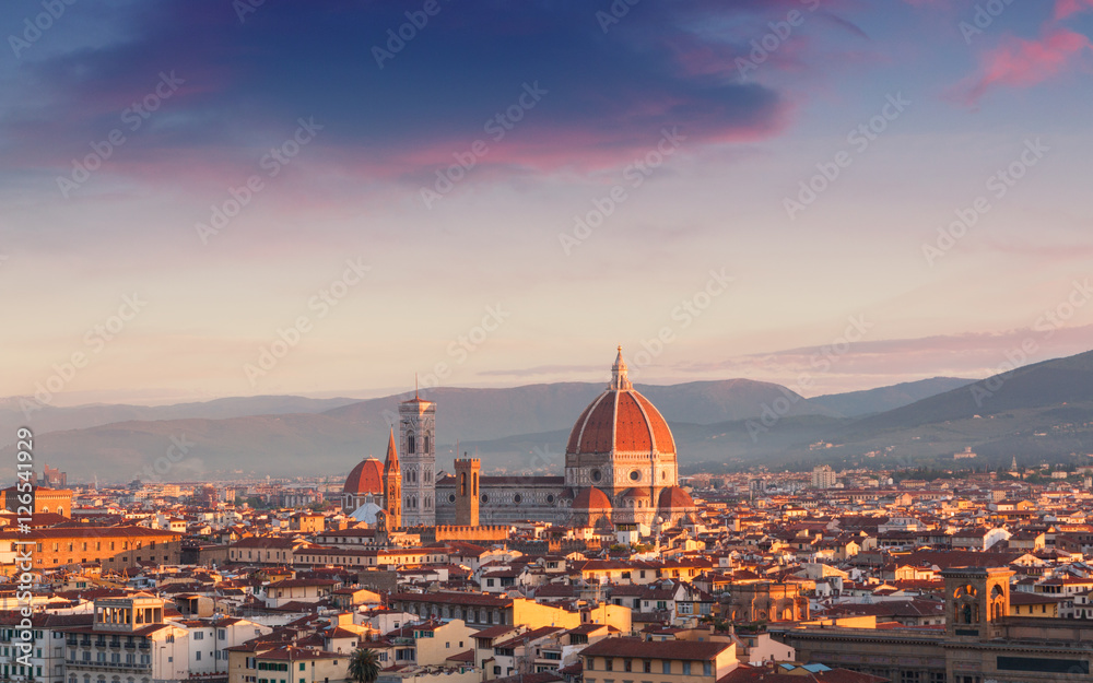 Beautiful views of Florence cityscape in the background Cathedra in Italy