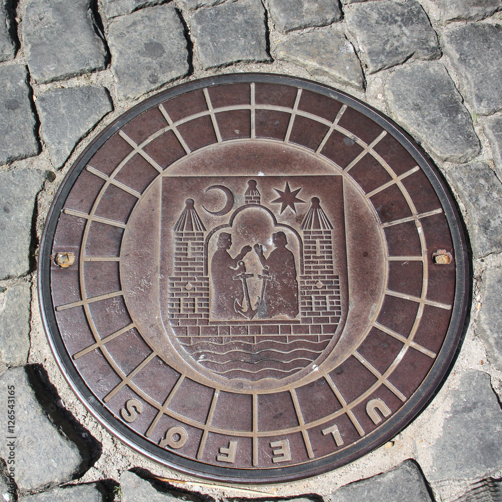 Schachtdeckel / Gullideckel in Aarhus in Dänemark Schachtdeckel / Gullideckel in Aarhus in Dänemark