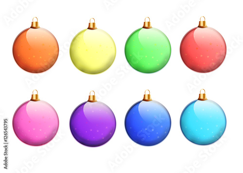 Set of colorful Christmas balls isolated on white background.