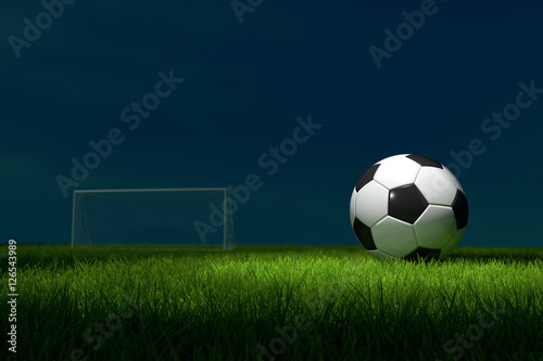 Soccer ball on the Field. 3D illustration © Es sarawuth