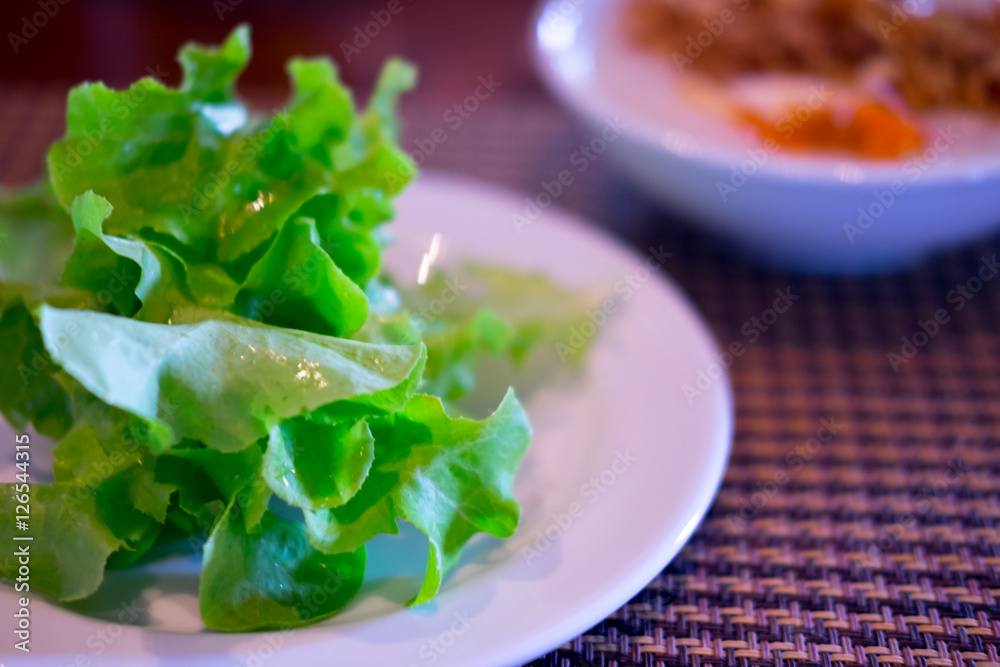 Fresh vegetable salad with green oak Fresh vegetable salad with green oak