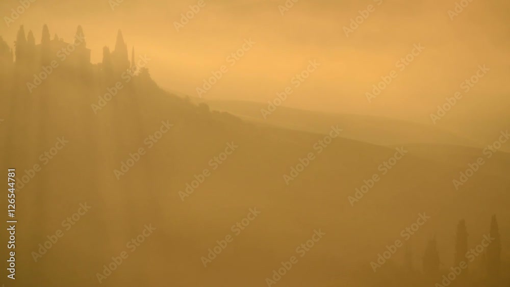 Early morning on countryside, San Quirico dOrcia, Tuscany, Italy Early morning on countryside, San Quirico dOrcia, Tuscany, Italy