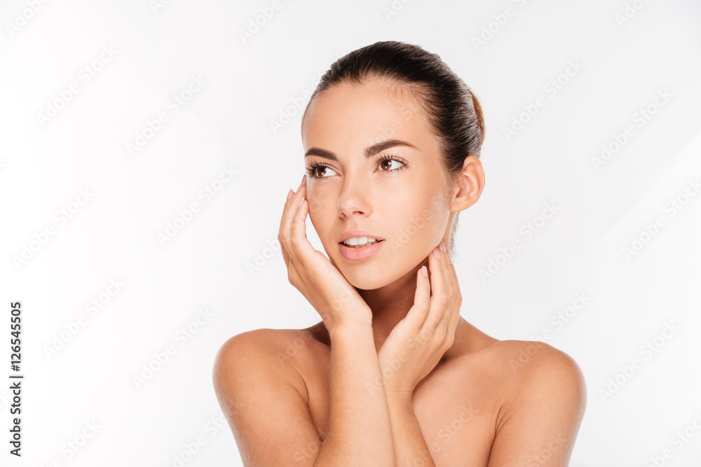 Beauty portrait of a pretty woman with fresh skin standing Beauty portrait of a pretty woman with fresh skin standing