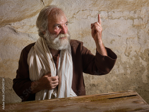 Obraz na plátně Bearded Prophet in biblical scene
