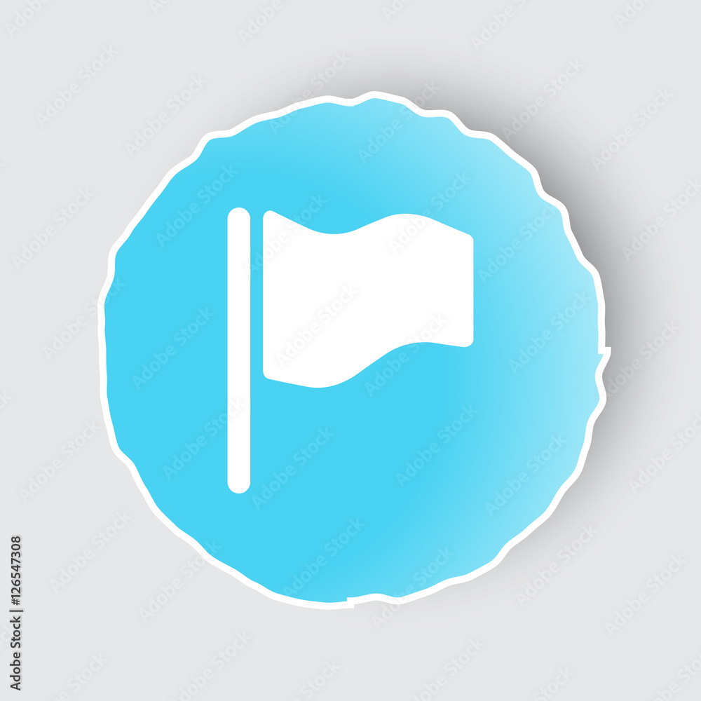 Blue app button with Flag icon on white. Blue app button with Flag icon on white.