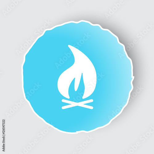 Blue app button with Bonfire icon on white.