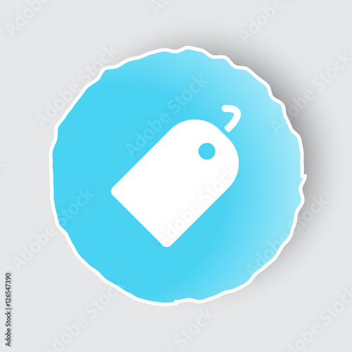 Blue app button with Tag icon on white.