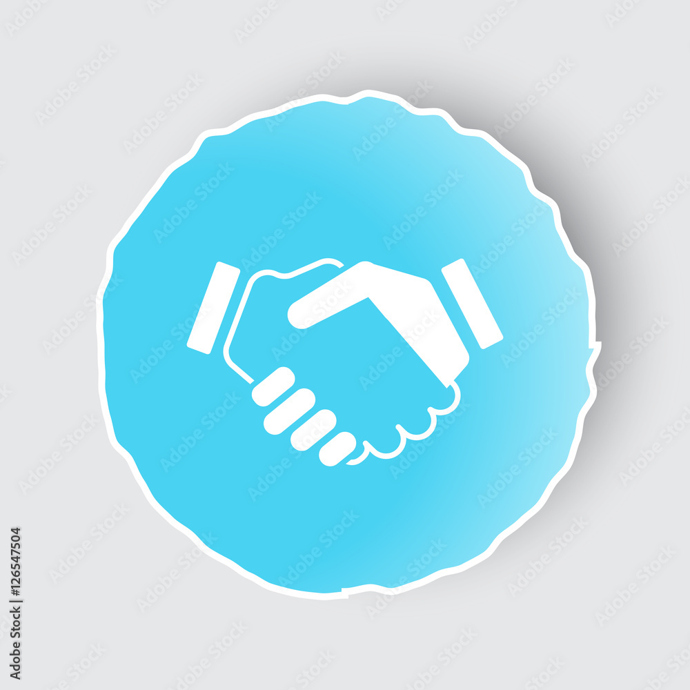Blue app button with Handshake Agreement icon on white. Blue app button with Handshake Agreement icon on white.