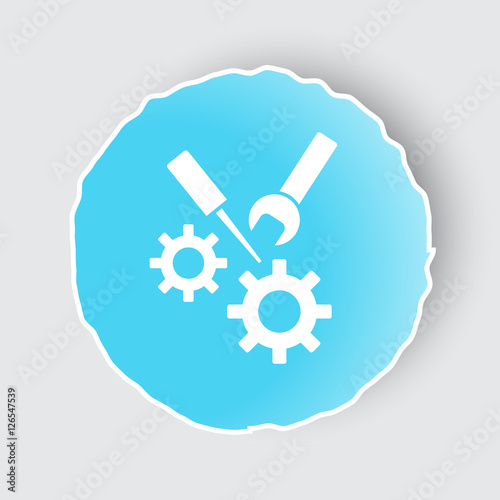 Blue app button with Service icon on white.