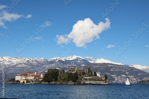 Isola Bella at Lake Maggiore in winter, Piedmont Italy  photo