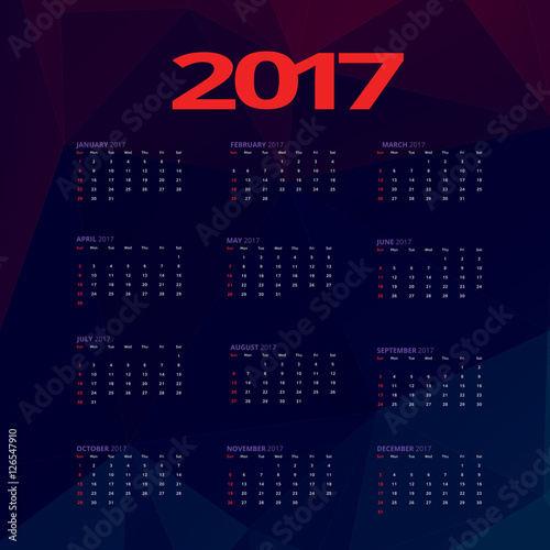 Calendar 2017 with abstract background
