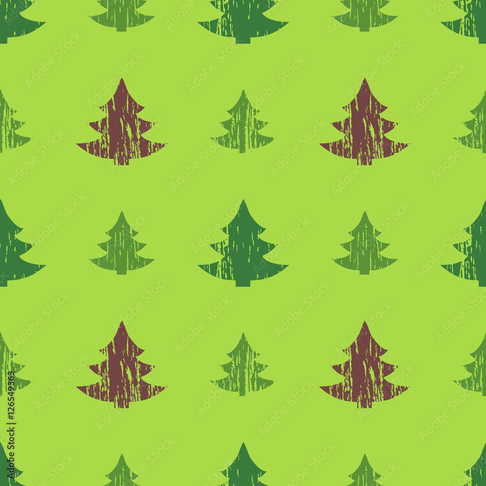 Abstract seamless pattern with Christmas trees in grunge style with scratches, vector illustration Abstract seamless pattern with Christmas trees in grunge style with scratches, vector illustration