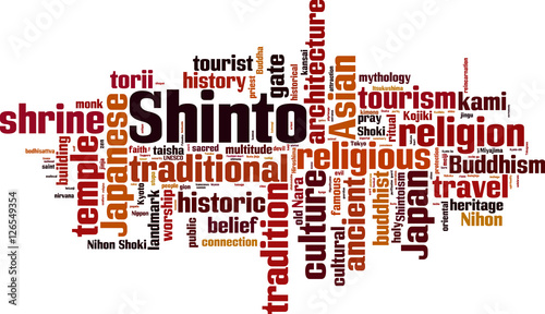 Shinto word cloud concept. Vector illustration