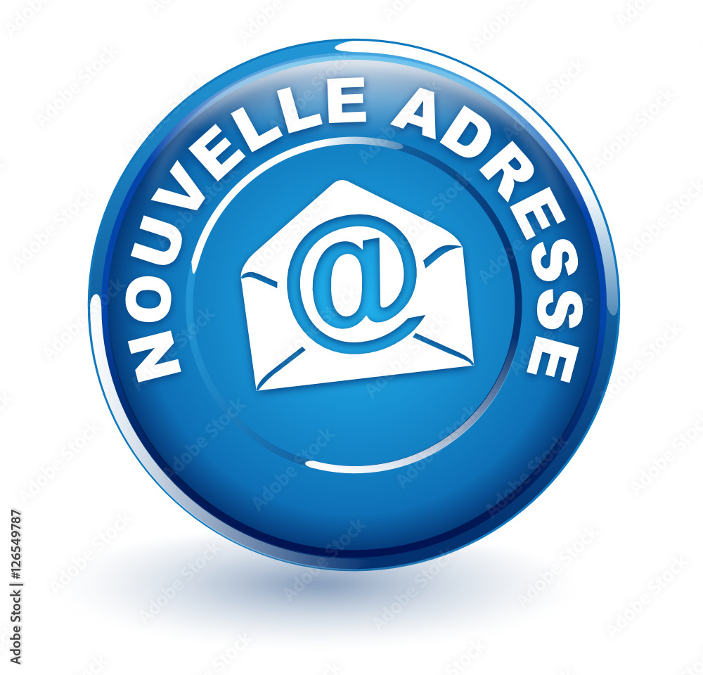 nouvelle adresse mail sur bouton bleu - obrazy, fototapety, plakaty 