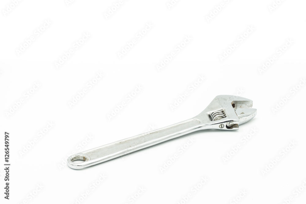 Used and old adjustable wrench Used and old adjustable wrench