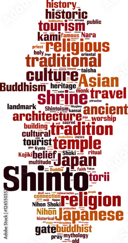 Shinto word cloud concept. Vector illustration