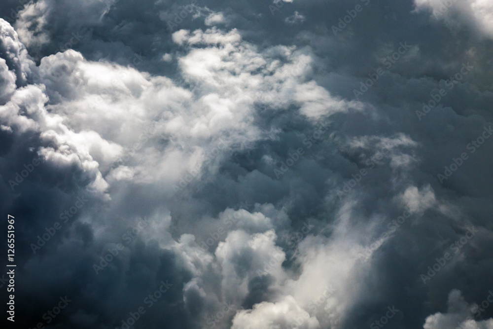 Stormy cloudscape seen from the plane