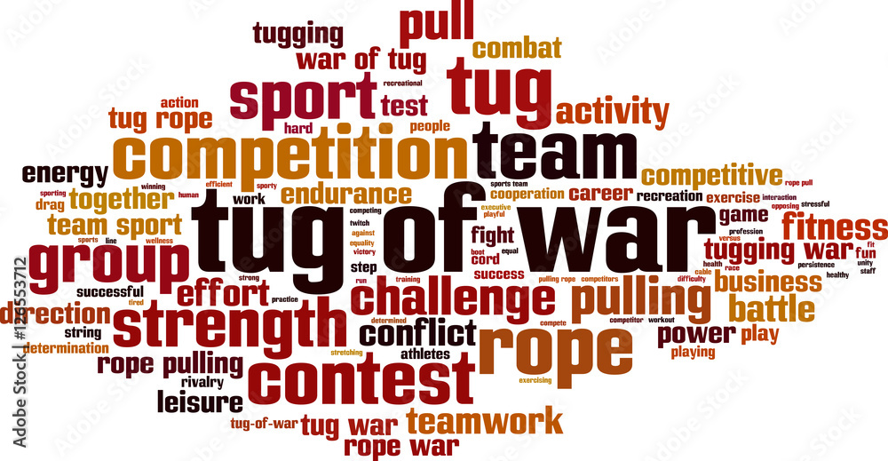 Tug of war word cloud concept. Vector illustration