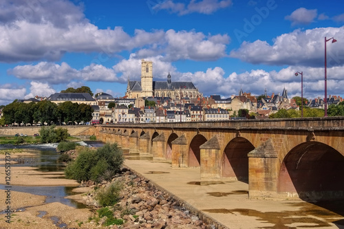 Nevers - Nevers in Burgundy, cathedral and river Loire