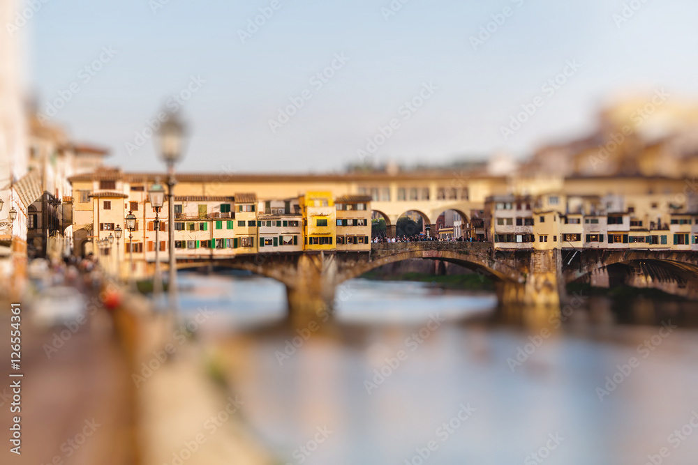 Fototapeta premium Ponte Vecchio, Florence, Italy. Miniature tilt shift lens effect.