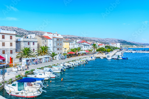 Pag island mediterranean town. / View at mediterranean town Pag, popular touristic place on Island Pag, Croatia Europe.