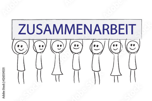 Personen halten Plakat- Zusammenarbeit