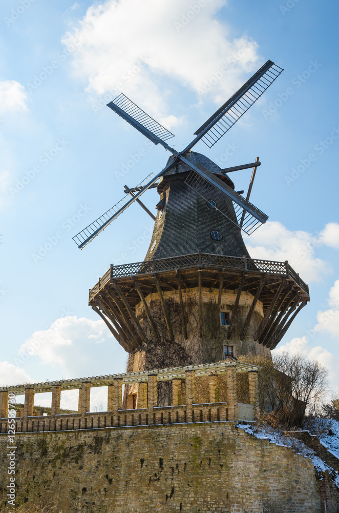 Traditional European architecture: old wind mill