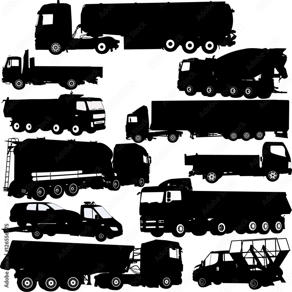 truck silhouettes collection - vector