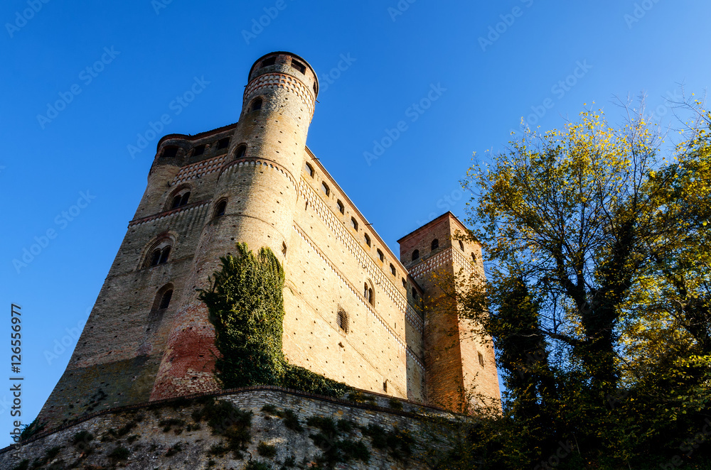 Castle of Serralunga d'Alba, XIV century stronghold in Piedmont, Italy