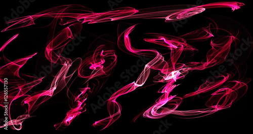 Abstract Background Swirls Of Red Orange Pink Lines On Dark Back