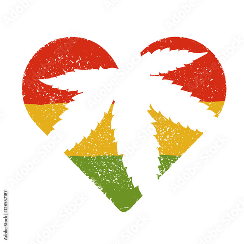 Marijuana silhouette in heart shape. Vector marijuana leaf and r