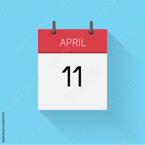 April 11, Daily calendar icon, Date and time, day, month, Holiday, Flat designed Vector Illustration