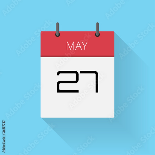 May 27, Daily calendar icon, Date and time, day, month, Holiday, Flat designed Vector Illustration