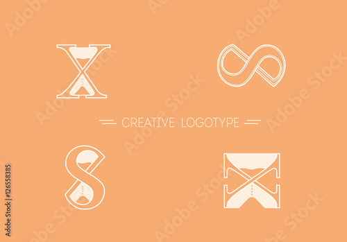 Set creative logos, typography and hourglass
